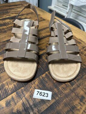 east 5th womens size 11 brown memory foam sling back sandals gladiator mic glo